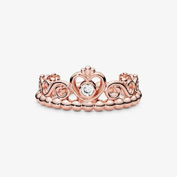 Nhẫn Nữ Pandora 14k Rose Gold-Plated Tiara Ring With Clear Cubic Zirconia 180880CZ Màu Vàng Hồng Size 52