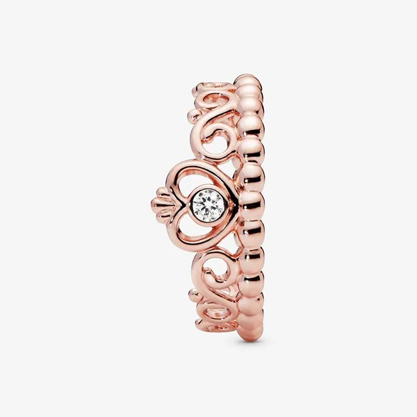 Nhẫn Nữ Pandora 14k Rose Gold-Plated Tiara Ring With Clear Cubic Zirconia 180880CZ Màu Vàng Hồng Size 52