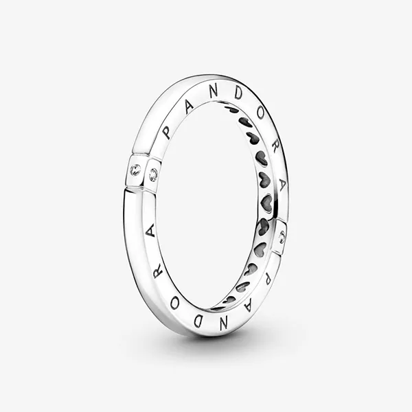 Nhẫn Nữ Pandora Logo & Hearts Ring 199482C01 Màu Bạc Size 52