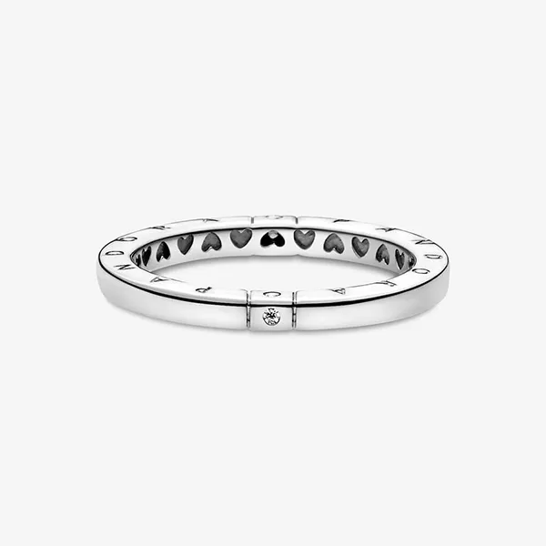 Nhẫn Nữ Pandora Logo & Hearts Ring 199482C01 Màu Bạc Size 52