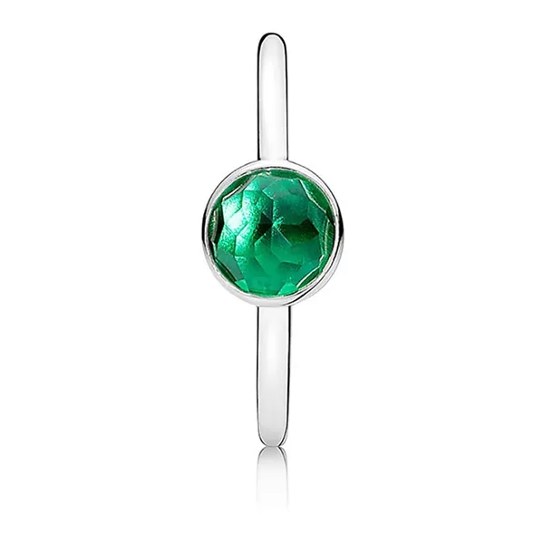Nhẫn Nữ Pandora Sterling Silver May Birthstone Droplet Ring With Dome Cut Royal Green Crystal 191012NRG Màu Bạc Xanh Size 48