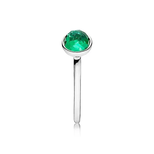 Nhẫn Nữ Pandora Sterling Silver May Birthstone Droplet Ring With Dome Cut Royal Green Crystal 191012NRG Màu Bạc Xanh Size 48