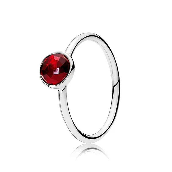 Nhẫn Pandora July Droplet 191012SRU Màu Bạc/Đỏ Size 54