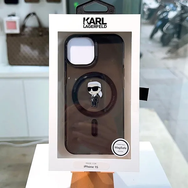 Ốp Điện Thoại Karl Lagerfeld iPhone 15 Phone Case Magsafe Ikonik Black Màu Đen - 1