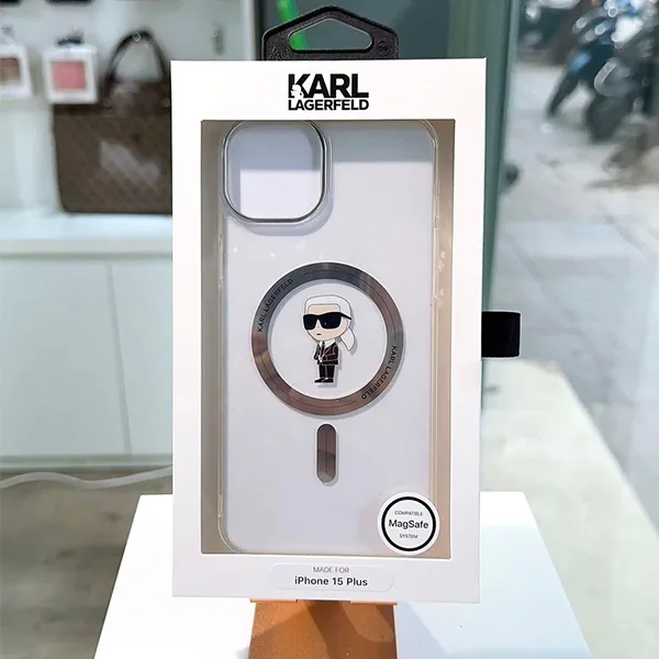 Ốp Điện Thoại Karl Lagerfeld iPhone 15 Plus Etui Phone Case Ikonik Magsafe Màu Trắng - Phụ Kiện Công Nghệ - Vua Hàng Hiệu