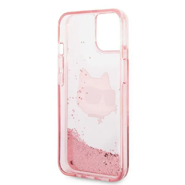 Ốp Điện Thoại Karl Lagerfeld iPhone 15 Pro Hardcase Glitter Choupette Head Màu Hồng