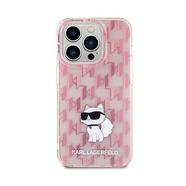 Ốp Điên Thoại Karl Lagerfeld Monogram Choupette Case For iPhone 15 Pro Max Màu Hồng