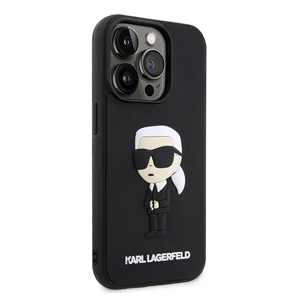 Ốp Điên Thoại Karl Lagerfeld Rubber Black Hard Case 3d Ikonik Nft For iPhone 15 Pro Max Màu Đen