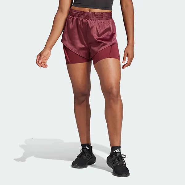 Quần Short Tập Luyện Nữ Adidas 2in1 Power Aeroready IL9448 Màu Đỏ Mận Size XS