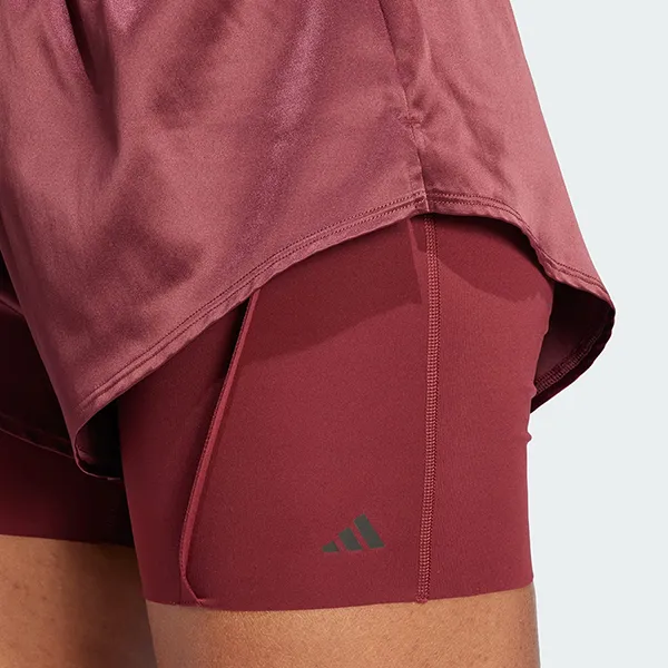 Quần Short Tập Luyện Nữ Adidas 2in1 Power Aeroready IL9448 Màu Đỏ Mận Size XS