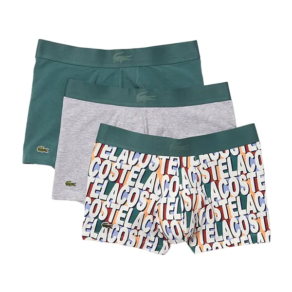 Set 3 Quần Lót Nam Lacoste Men's Crocodile Tone On Tone Stretch Cotton Trunk 3-Pack 5H9997.2S2 Phối Màu Size M