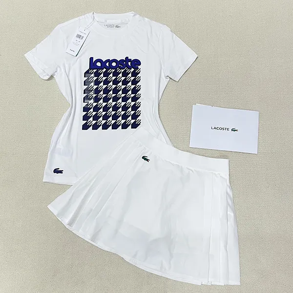 Set Áo + Chân Váy Lacoste Sport TF7048-51 JF9433 Màu Trắng