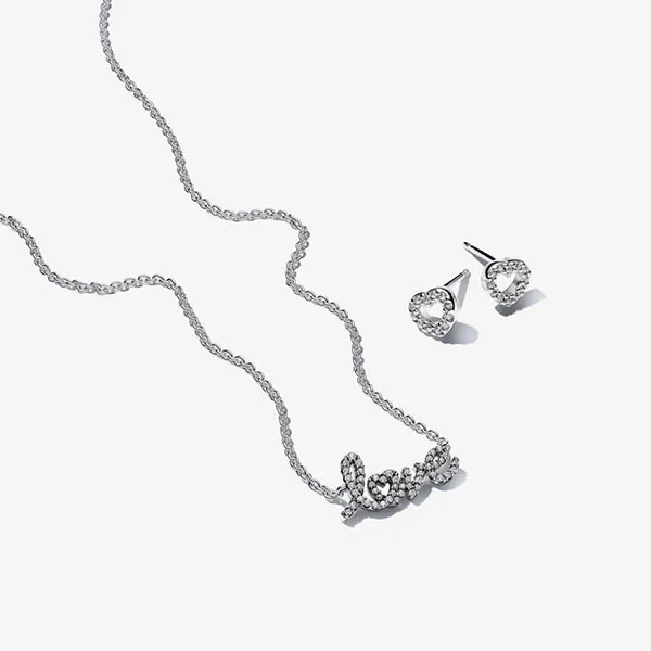 Set Dây Chuyền + Khuyên Tai Nữ Pandora Love Necklace & Earrings Gift Set B803110 Màu Bạc - Trang sức - Vua Hàng Hiệu
