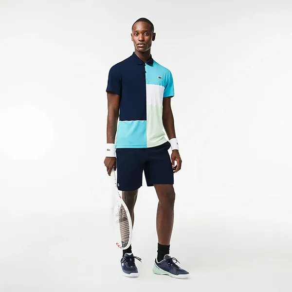 Set Quần Áo Cộc Tay Nam Lacoste Men's Tennis DH1082/GH1086 Màu Xanh Tím Size 3