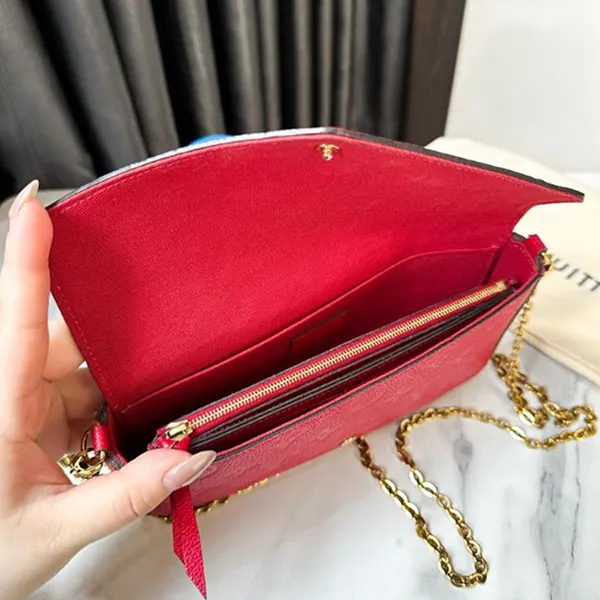 Set Túi Đeo Chéo Nữ Louis Vuitton LV Pochette Felicie Monogram Empreinte Scarlet Màu Đỏ - Túi xách - Vua Hàng Hiệu