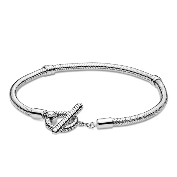 Set Vòng Đeo Tay + Hạt Vòng Charm Nữ Pandora 599082C00/792573C01 Màu Bạc/Hồng Size 17