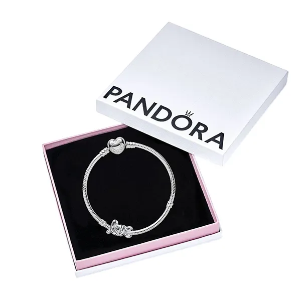 Set Vòng Đeo Tay + Hạt Vòng Charm Nữ Pandora Moments Heart Lock Bracelet Set With Love Charm B80312 Màu Bạc Size 18 - Trang sức - Vua Hàng Hiệu