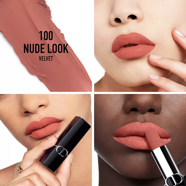 Son Dior Rouge Dior Couture Velvet 100 Nude Look Màu Hồng Nude Đất Size Mini 1.5g - Son Môi - Vua Hàng Hiệu