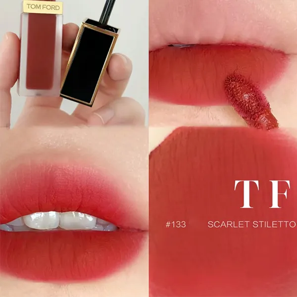Son Kem Tom Ford Liquid Lip Luxe Matte 133 Carlet Stiletto Màu Đỏ Gạch - Son Môi - Vua Hàng Hiệu