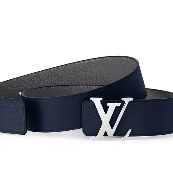 Thắt Lưng Nam Louis Vuitton LV Initials Taurillon 40mm Reversible Belt M0532U Hai Mặt Màu Navy/Ghi Size 85