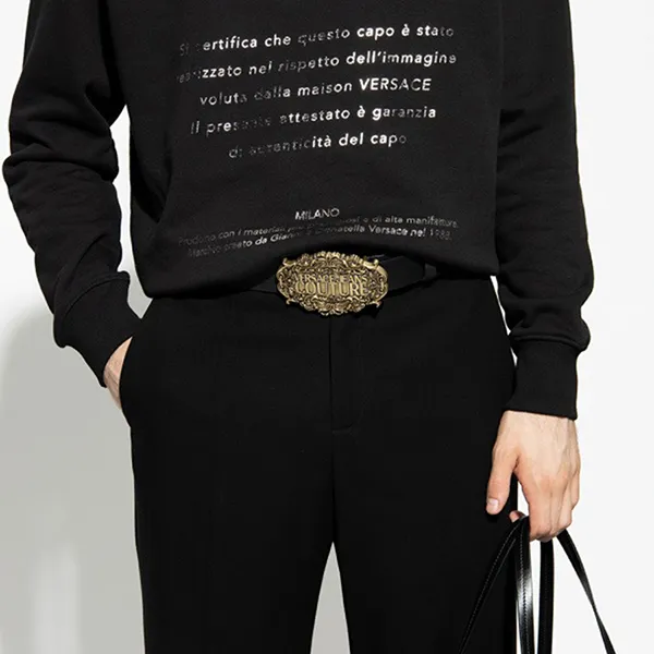 Thắt Lưng Nam Versace Jeans Couture Belt 73YA6F35 Màu Đen Size 80