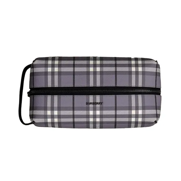 Túi Cầm Tay Nam Burberry Check Pouch Clutch With Handle In Grey Màu Xám Kẻ - Túi xách - Vua Hàng Hiệu