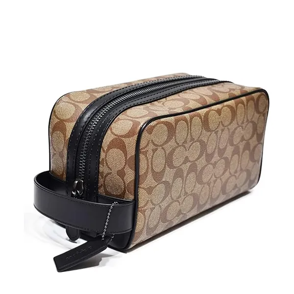 Túi Cầm Tay Nam Coach Large Travel Kit In Signature Canvas 2706 Màu Nâu