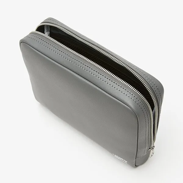 Túi Cầm Tay Nam Lacoste Men's Contrast Coordinate Zip Clutch NH4013PN Màu Ghi Xám - Túi xách - Vua Hàng Hiệu
