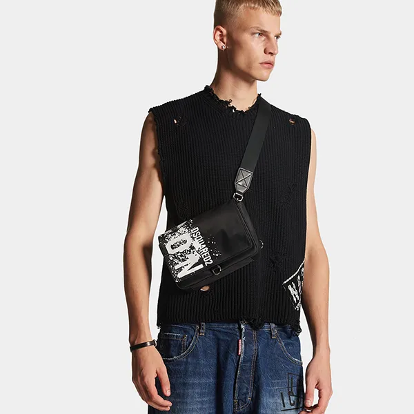Túi Đeo Chéo Nam Dsquared2 Icon Splash Crossbody CBM0057 11707314 2124 Màu Đen