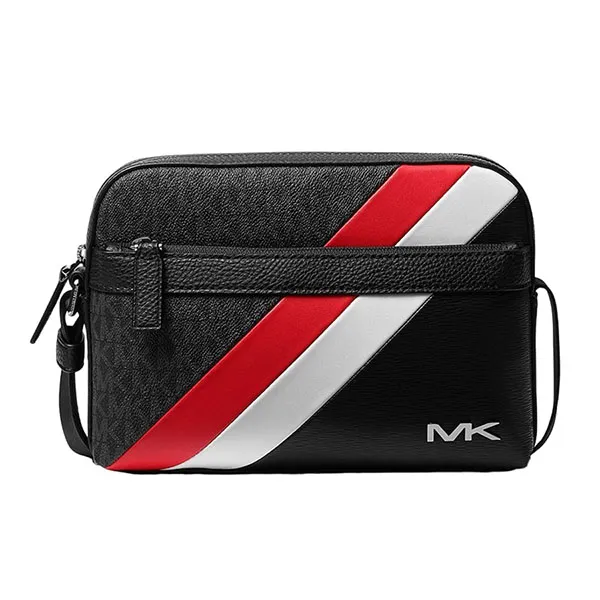 Túi Đeo Chéo Nam Michael Kors MK Cooper Logo And Striped Crossbody Bag 37F3COLC5U Màu Đen - Túi xách - Vua Hàng Hiệu