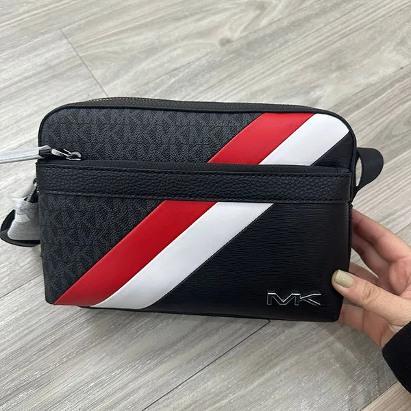Túi Đeo Chéo Nam Michael Kors MK Cooper Logo And Striped Crossbody Bag 37F3COLC5U Màu Đen - Túi xách - Vua Hàng Hiệu