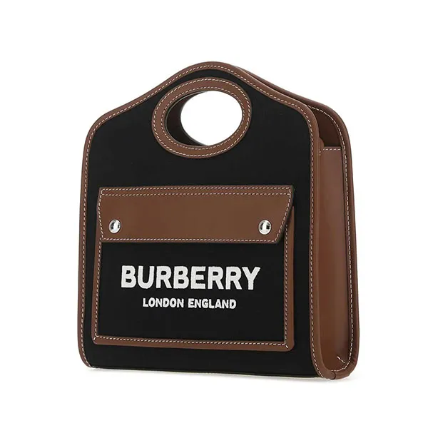 Túi Đeo Chéo Nữ Burberry Logo Embroidered Cut-Out Tote Bag Màu Nâu Đen