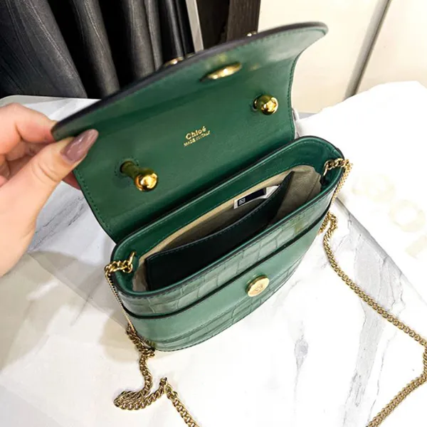 Túi Đeo Chéo Nữ Chloé Aby Lock Made Of Leather In Green Màu Xanh Lá - Túi xách - Vua Hàng Hiệu