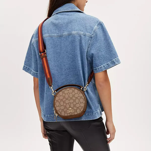 Túi Đeo Chéo Nữ Coach Canteen Crossbody In Signature Jacquard CO986 Màu Nâu Khaki