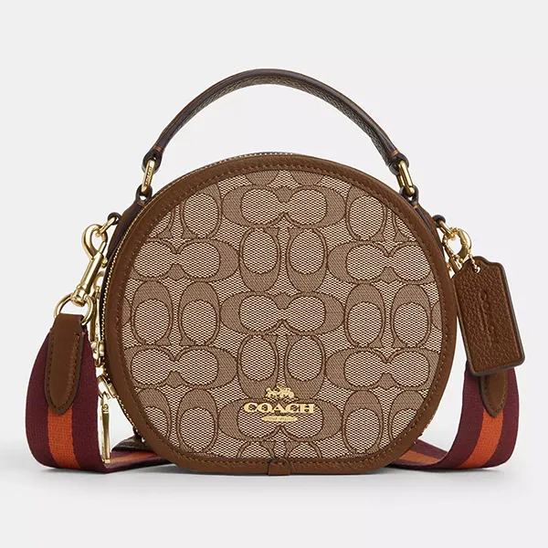 Túi Đeo Chéo Nữ Coach Canteen Crossbody In Signature Jacquard CO986 Màu Nâu Khaki