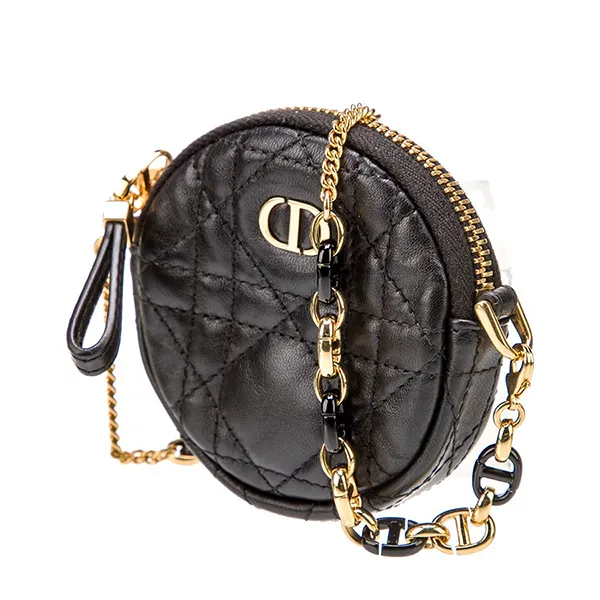 Túi Đeo Chéo Nữ Dior Cannage Round Caro Pouch Màu Đen