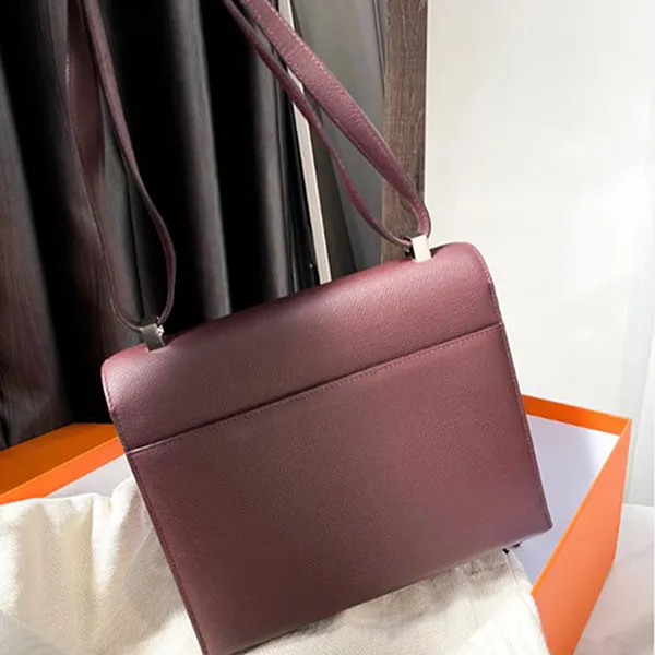 Túi Đeo Chéo Nữ Hermès Pre-Owned Burgundy Leather Crossbody Bag Màu Đỏ Đô - Túi xách - Vua Hàng Hiệu