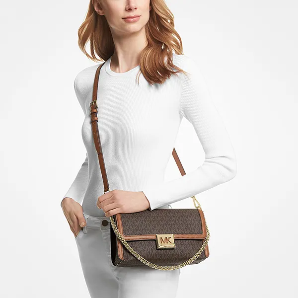 Túi Đeo Chéo Nữ Michael Kors MK Sonia Medium Logo Convertible Shoulder Bag 35F1G6SL3B Màu Nâu