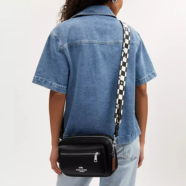 Túi Đeo Chéo Unisex Coach Elias Crossbody With Checkerboard Print CR309 Màu Đen - Túi xách - Vua Hàng Hiệu