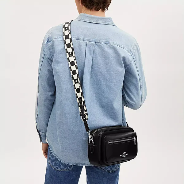 Túi Đeo Chéo Unisex Coach Elias Crossbody With Checkerboard Print CR309 Màu Đen - Túi xách - Vua Hàng Hiệu
