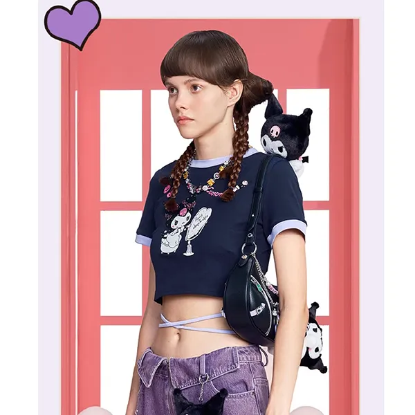 Túi Đeo Vai Nữ 13 De Marzo x Kuromi Bear Chain Bag FR23Q08310010 Màu Đen