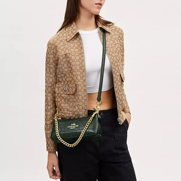 Túi Đeo Vai Nữ Coach Charlotte Shoulder Bag CL656 Màu Xanh Đậm
