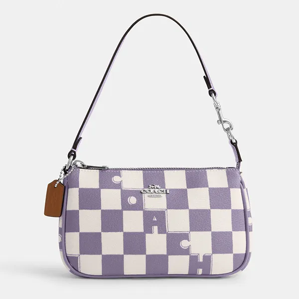 Túi Đeo Vai Nữ Coach Nolita 19 With Checkerboard Print CR394SVWPB Màu Tím Trắng