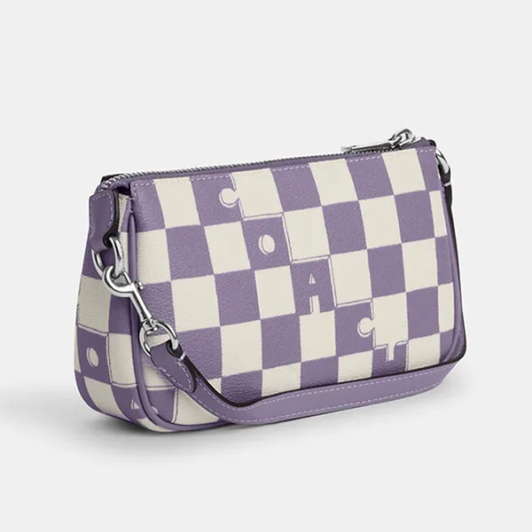 Túi Đeo Vai Nữ Coach Nolita 19 With Checkerboard Print CR394SVWPB Màu Tím Trắng