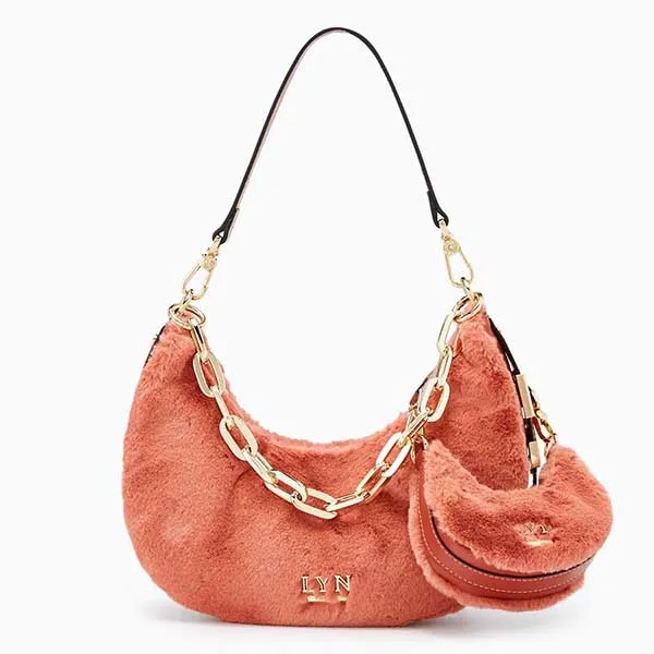 Túi Đeo Vai Nữ Lyn Diva Fur Shoulder Bags LL24CBF200 Màu Cam