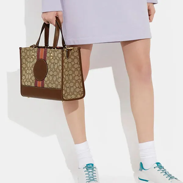 Túi Tote Nữ Coach Dempsey Carryall In Signature Jacquard With Stripe And Coach Patch C8448 Màu Nâu