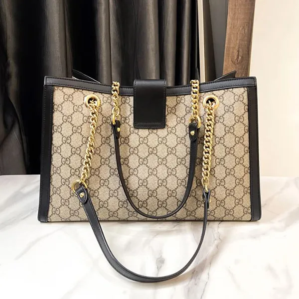 Túi Tote Nữ Gucci Padlock Bag In Brown Fabric Màu Nâu Đen - Túi xách - Vua Hàng Hiệu