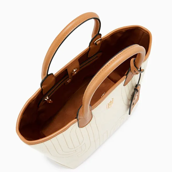 Túi Tote Nữ Lyn Infinite Laxy Canvas S Bags LL24MBS081 Màu Trắng Nâu