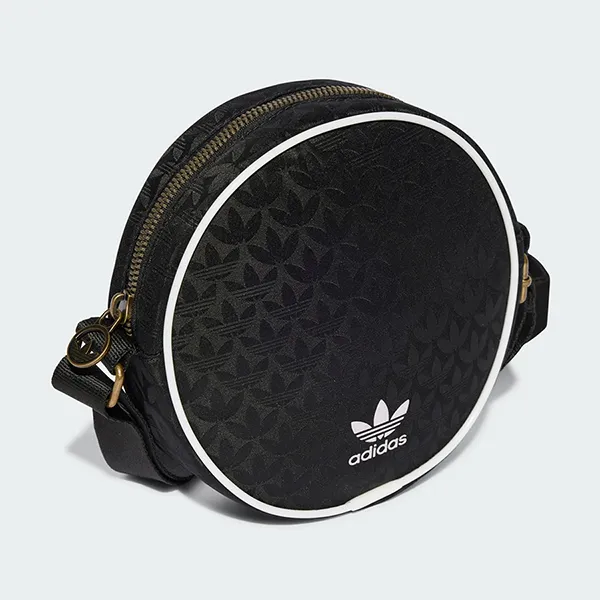 Túi Trống Tròn Nữ Adidas Trefoil Monogram Jacquard Round Bag IT7388 Màu Đen
