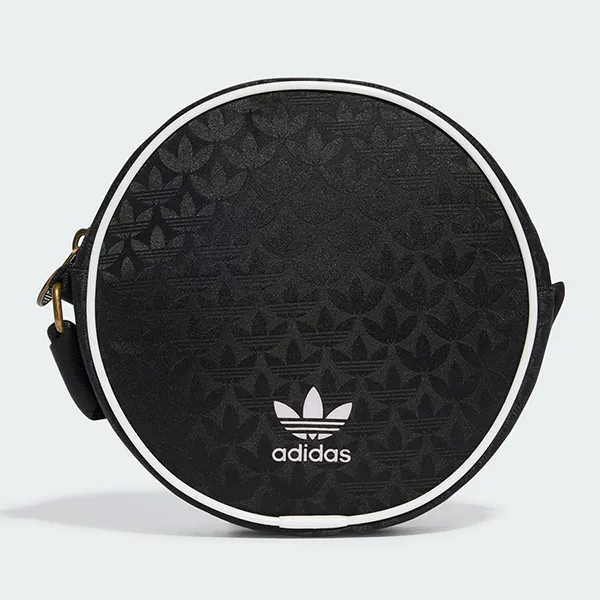 Túi Trống Tròn Nữ Adidas Trefoil Monogram Jacquard Round Bag IT7388 Màu Đen